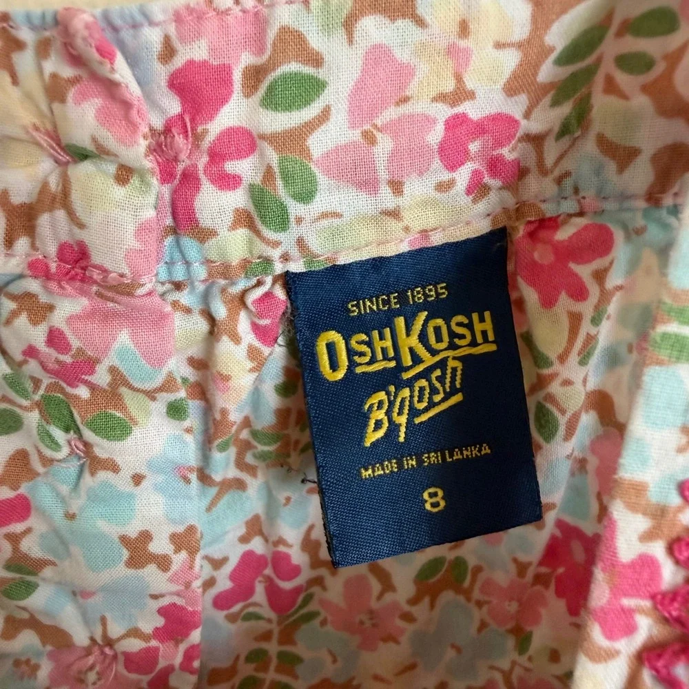 Vintage Y2K OshKosh Bgosh Girls 8 Pink Floral Tiered Babydoll Tank Top Cotton